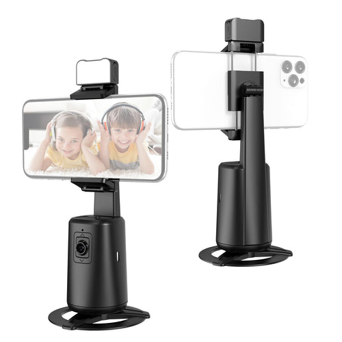 Auto Face Tracking Tripod with LED Fill Light – 360° Selfie Gimbal Stand